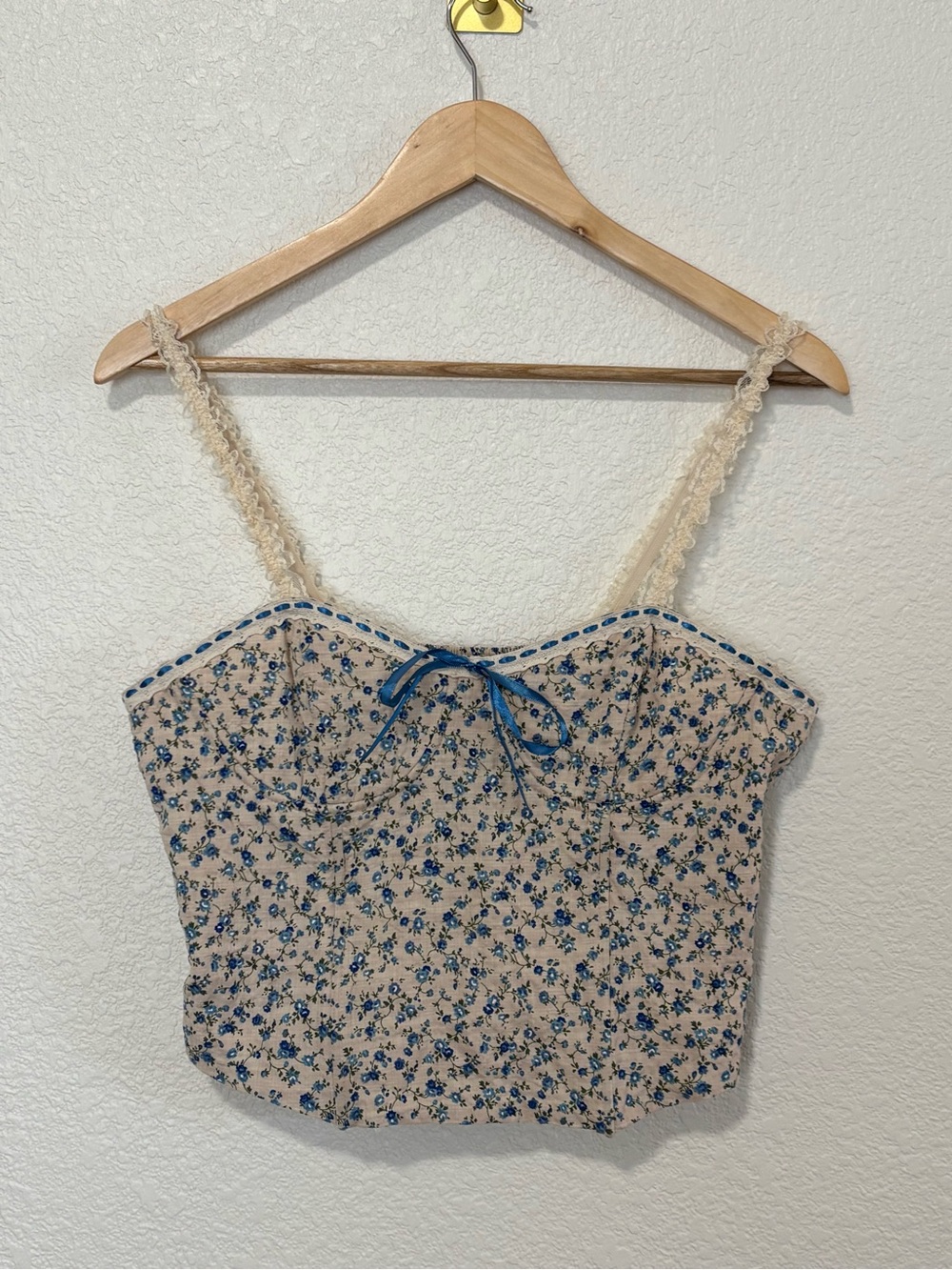 Thirty Thirty Blue Floral Cottagecore Corset Top Size XL